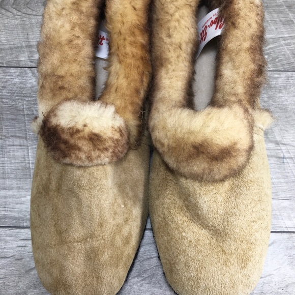 Vintage Dodson Womens Brown Leather Shearling Lined Winter Shoes Slippers Size 7 - Picture 5 of 10